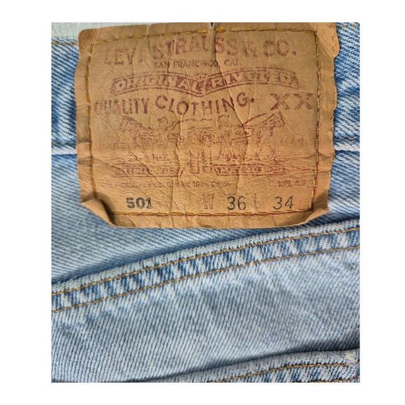 VTG 2001 Levi’s 3 Sisters 501 Women’s Cropped Upcycled Flip Flop Hem Jeans 36x22 - Picture 3 of 5